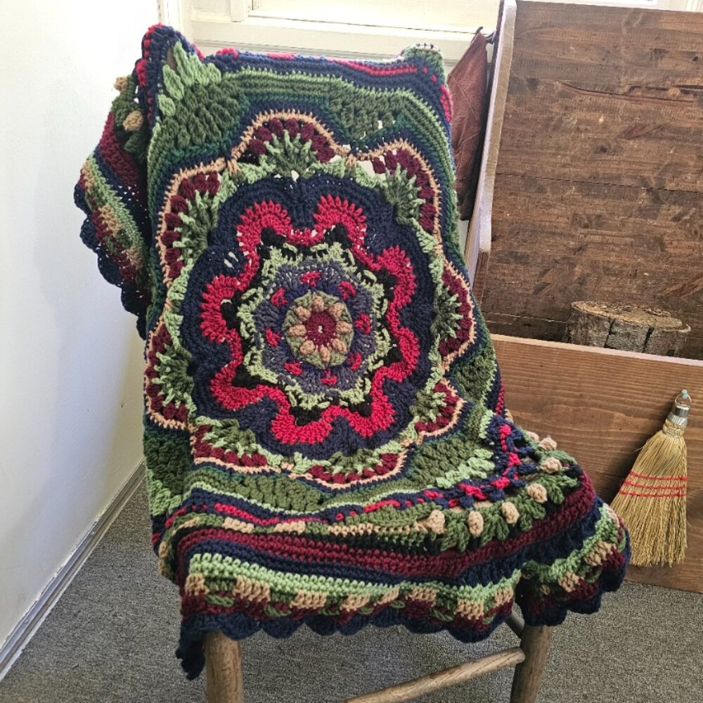 40" Unique Throw, Blanket, Baby Blanket, Afghan, Mandala Throw